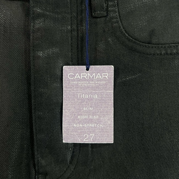 Carmar Titania Fitz Slim Fit High Rise Black Shorts Bird Design 27 Button Fly - Picture 2 of 10